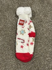 Warm Cozy Slipper Socks Holiday Candy Cane Design Women One Size New With Tags