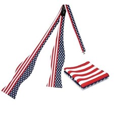 Mens Self-Tied American Flag Bow Tie and Pocket Square Sets Stars Stripes-004
