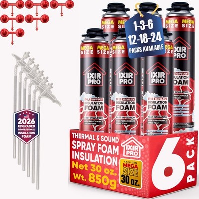 Mega Size Spray Foam Insulation Can (6x30 oz. / 850 g) 150 Board ft/sq