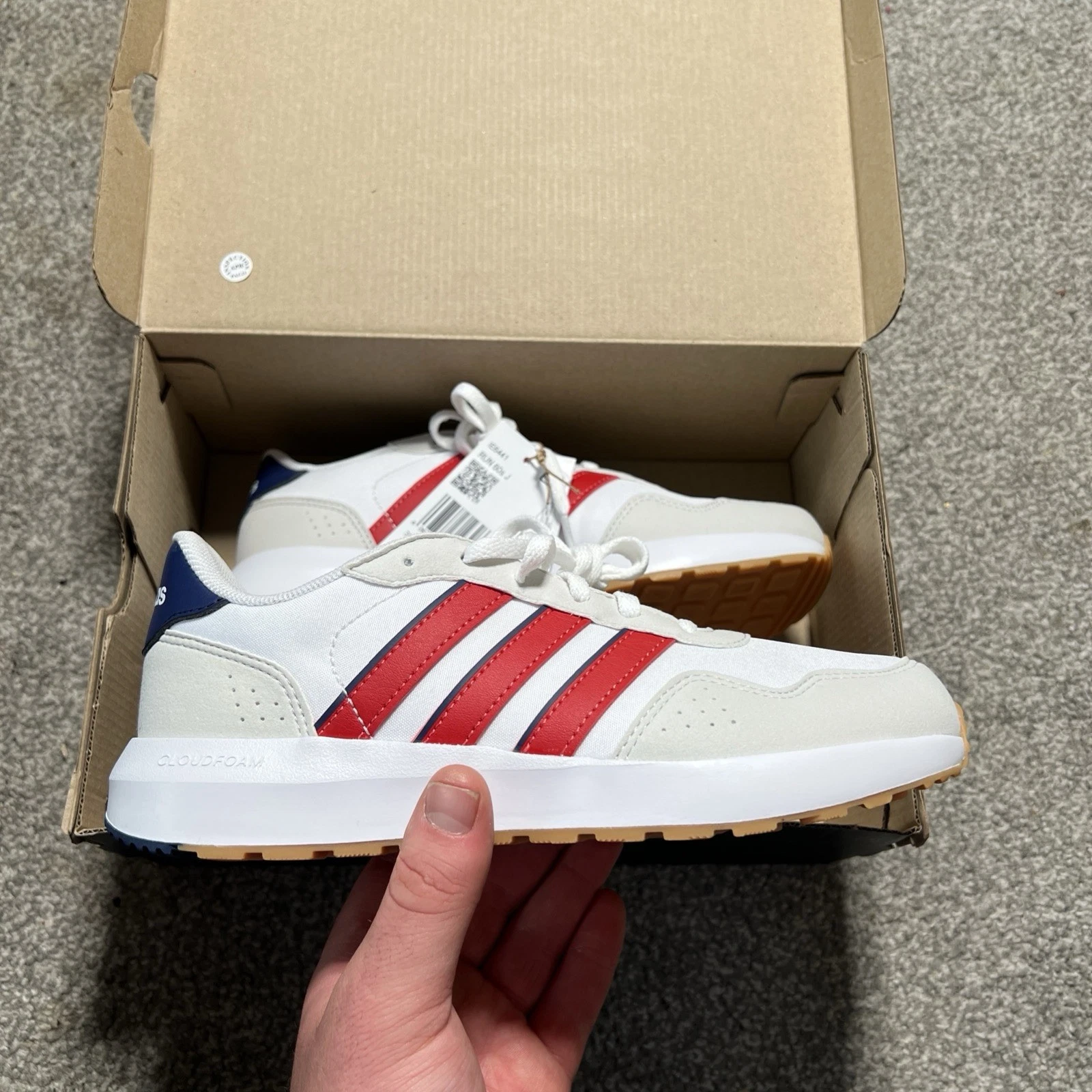 SCARPE ADIDAS RUN ANNI 60 ORIGINALI SCARPE DA GINNASTICA BIANCO ROSSO BAMBINI JUNIOR UK 4.5 IE6441