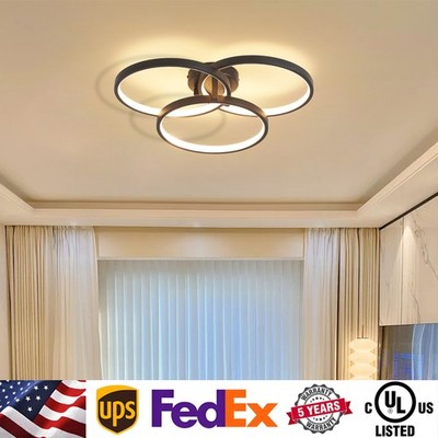 20'' Flush Mount Ceiling Light Fixture 3-Ring Round Dimmable Pendant LED Lamp UL