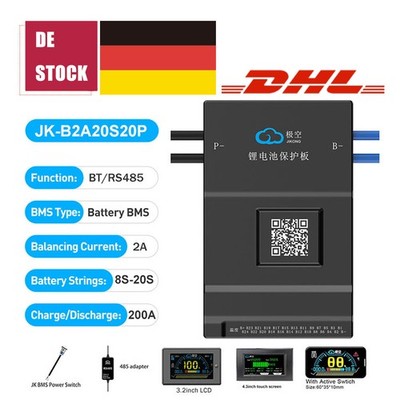 JK Smart BMS 2A Active Balance 8S-20S 200A LiFePo4 Li-ion Battery  BMS BT/RS485