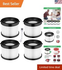 4 Pack 49-90-0160 Vacuum Filters for Milwaukee M18 Compact Vaccum, 0882-20 HEPA