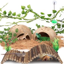 Crested Gecko Tank Accessories, Reptile Climbing Vines Hanging Plants with Co...