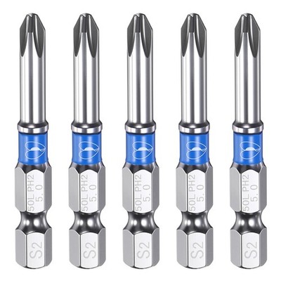 5pcs PH2 Star Screwdriver Tips Hex Shank 1/4'' Long 2''