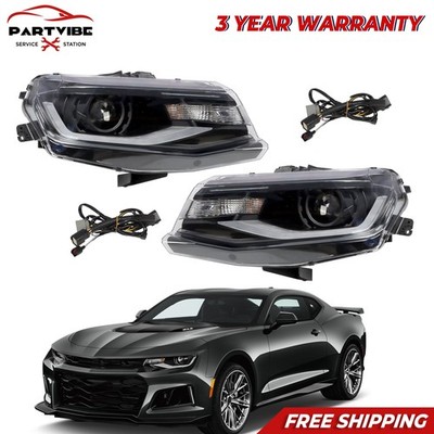 For 2016-2018 Chevy Camaro Halogen Projector Headlights w/DRL LED Switchback