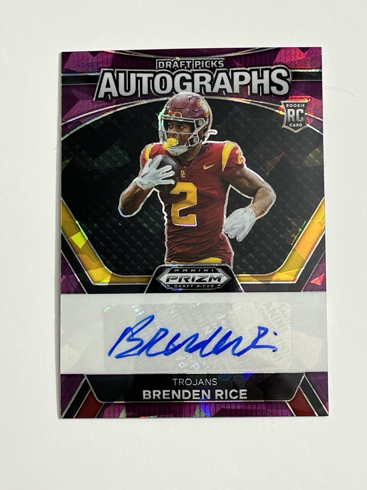 Brenden Rice Panini Prizm Draft Picks Draft Picks Autographs #DPABRE Purple Ice