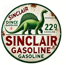 New Sinclair Gasoline Tin Metal Sign 8x8 Man Cave Garage Bar Game Room Dinousaur
