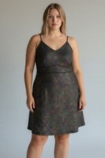Monteau Trendy Plus Size Multicolor-Foil Skater Dress, Sz. 2X