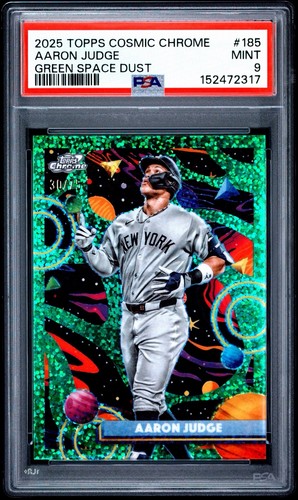 2025 Topps Cosmic Chrome - Aaron Judge #185 Green Space Dust Refractor /75 PSA 9