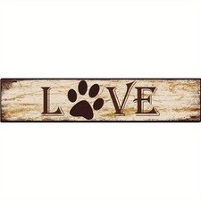 Rustic "LOVE" Dog Paw Print Metal Wall Sign Home Decor