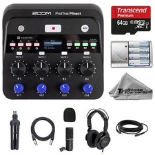 Zoom PodTrak P4next Portable Multitrack Podcast Recorder 1Pck Podcast Mic 64GB