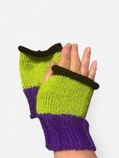 Knitted Fingerless Gloves with Colorful Pattern
