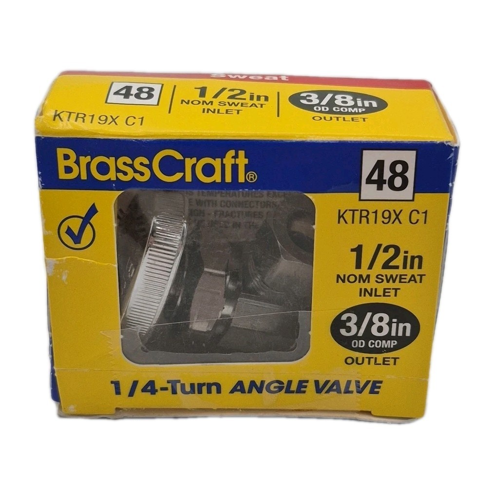 Brasscraft Shut-Off Valve Brass 1/2" CTS x 3/8" CTS KTR19X C1