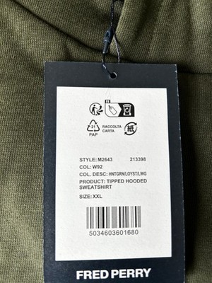 Fred Perry Hoodie XXL M2643 W92 Neu hunting green. Baumwolle