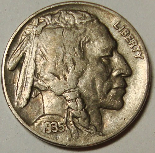1935 5c Buffalo Nickel Coin #24 Very Fine VF+ Free Shipping