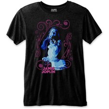 Image of Janis Joplin T Shirt Floral Frame Logo new Official Mens Black