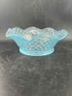 Vtg Blue Ice Imperial Diamond Point 6.5” Ruffle Bowl See Pics Depression