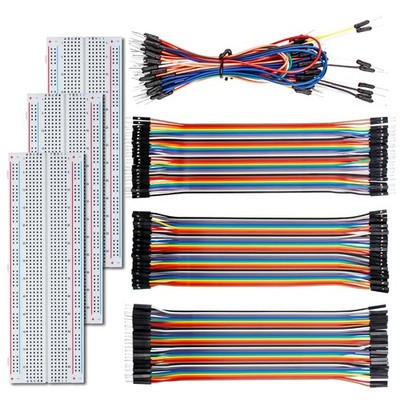 Miuzei Breadboard Dupont Jumper Kabel Kit - 3x 830 Punkte Steckbrett, 120 Stk.