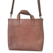 Madewell Transport Tote Leather Bag Crossbody Purse Brown Distressed Gold