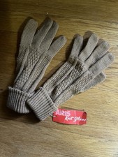 Vintage 1990s Aris One Size Tan Knit Gloves NEW