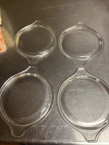 Lot Of 4 PYREX 470-C CLEAR GLASS LID REPLACEMENT CASSEROLE LID TAB HANDLES