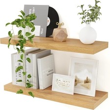 Floating Shelves 60cm Long x 23.5cm Deep, Set of 2 Oak Storage Organizer