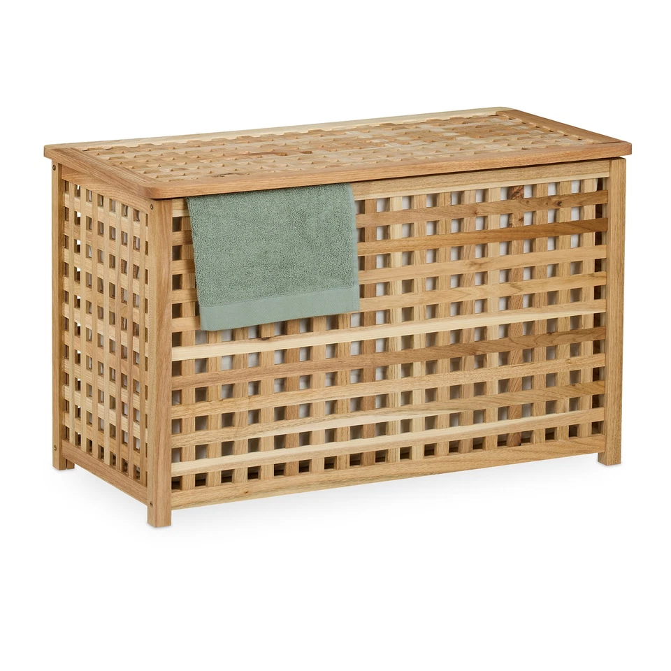 Wäschetruhe Walnuss Wäschekorb Wäschesammler Wäschebox Wäschekiste mit Deckel - Bild 1 von 4