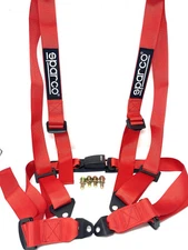 Sparco Racing Seat Belt Safety Harness Black 2-Inch 4pt. Bolt-In RED