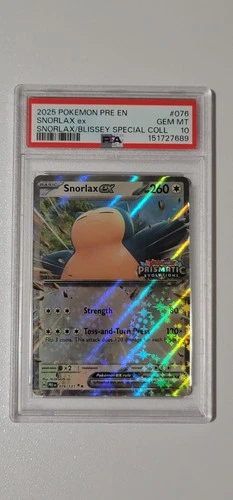 2025 POKEMON PRE EN PRISMATIC EVOLUTIONS STAMP #076 SNORLAX ex PSA 10 LOW POP🔥