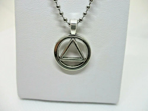 Sobriety Pendant AA Necklace 30" Ball Chain Recovery Gift Alcoholics Anonymous