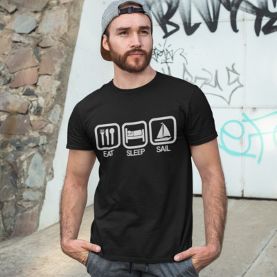 EAT SLEEP SAIL T-SHIRT - Lustiges Segelboot Schlauchboot Clipper Handwerk Schaluppe Yacht Trim