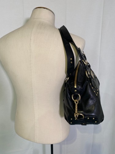 VTG Michael Kors Black Pebble Leather Zip Tote Hobo Bag Purse Shoulder Bag Studs - Picture 18 of 21
