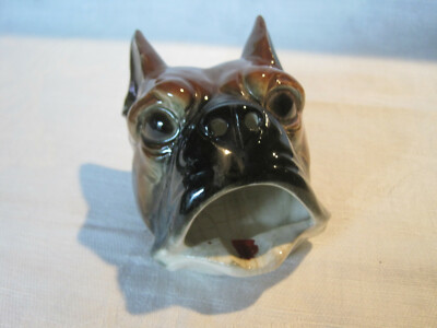 Vintage porcelain Boxer Dog Smoker Ashtray figurine