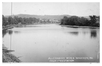 Warren, PA Alleghany River From P.R.R. Station Jan. 9, 1909 City View RPPC -A80
