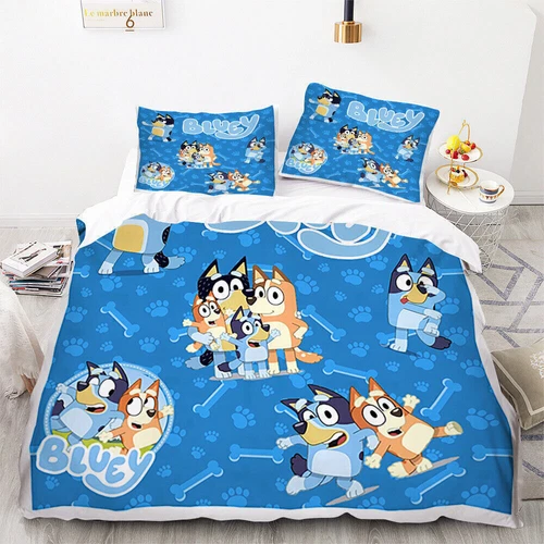Bluey Set Copripiumino 3D 2/3pz Set Biancheria da Letto Federe Singolo Matrimoniale King Regali - Foto 31 di 31