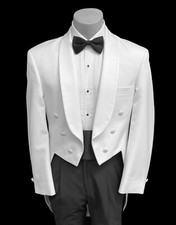 Boys Size 6 White Tuxedo Tailcoat with Satin Shawl Lapels Ring Bearer Formal 6B