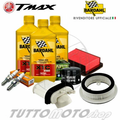BARDAHL - HIFLO - NGK Tagliando YAMAHA T-MAX 500 2008-2012 / Kit Olio Bardahl 4T + Filtri Candele TMAX