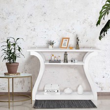 3-tier White Console Table Accent Table Hallway Living Room Side Table Cozy Deco