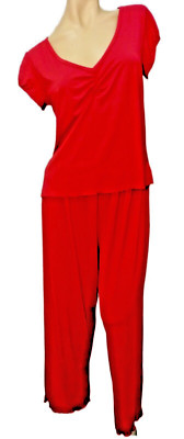 NWT $68 Cabernet Pajama Set SMALL Red Pull On Top Long Pant Nylon/Spandex