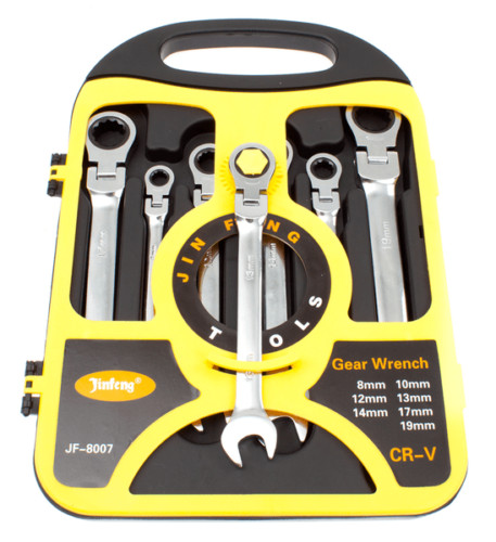 CHIAVI CHIAVE COMBINATE A CRICCHETTO SNODATE SNODO COMBINATA 7 PZ 8 - 19 MM