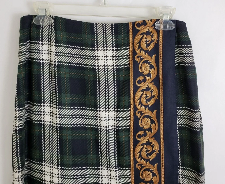 Falda vintage para mujer Brooks Brothers tartán a cuadros estilo envolvente forro talla 14 EE. UU. Foto 3 de 4