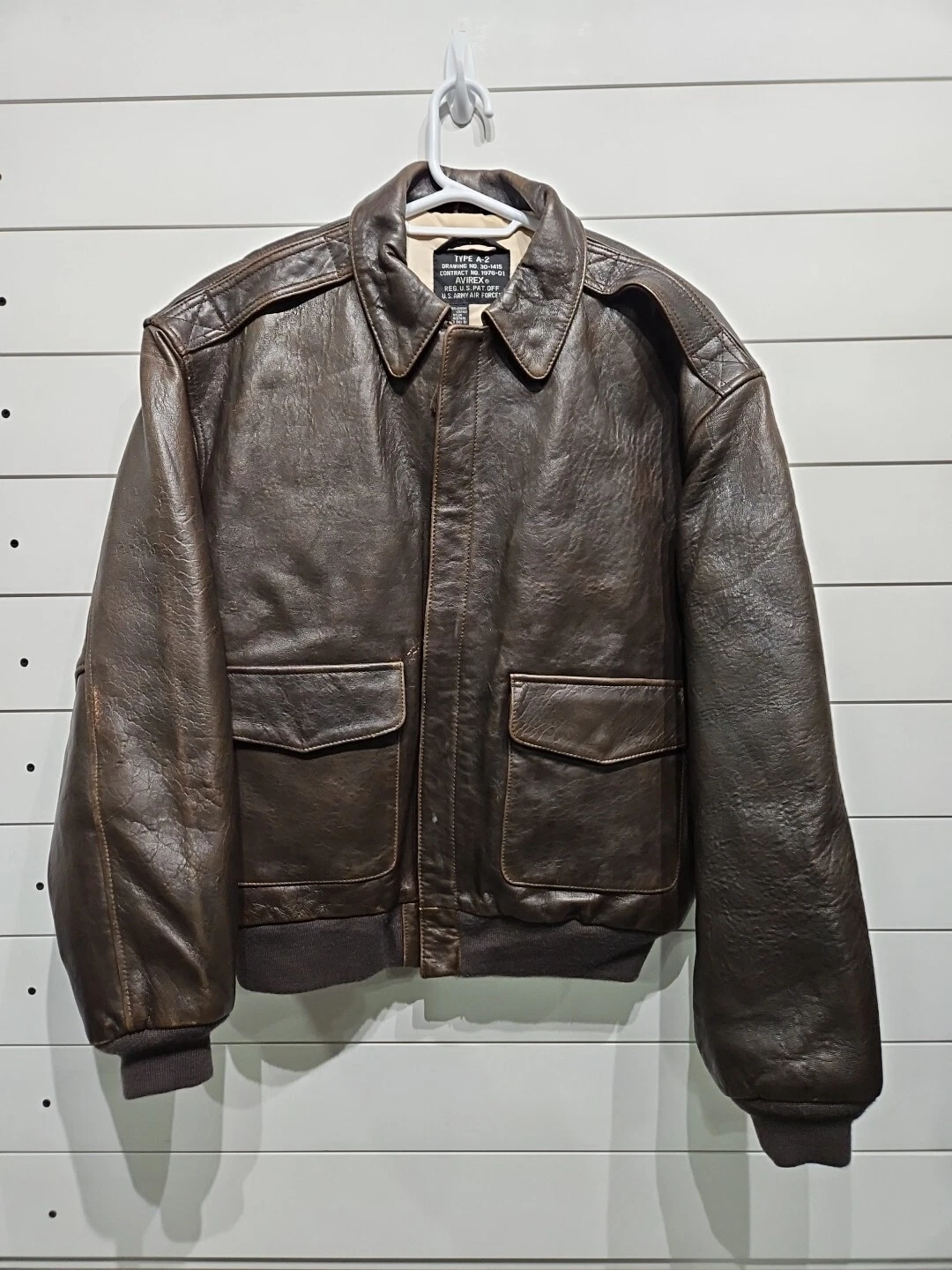 Vtg Avirex Type A-2 BROWN Leather Flight Jacket US Army Air Forces Mens L MAP