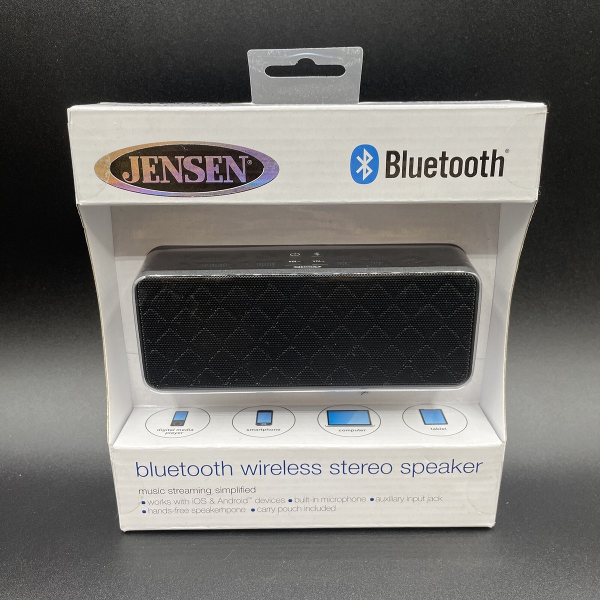 New In Box Jensen SMPS-650 Bluetooth Wireless Stereo Speaker IOS/Android  (BLACK)
