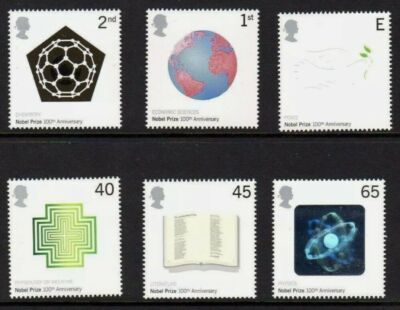 GB Gran Bretaña 2001, Premios Nobel, Nueva MNH**, SG 2232/37, Y 2274/79