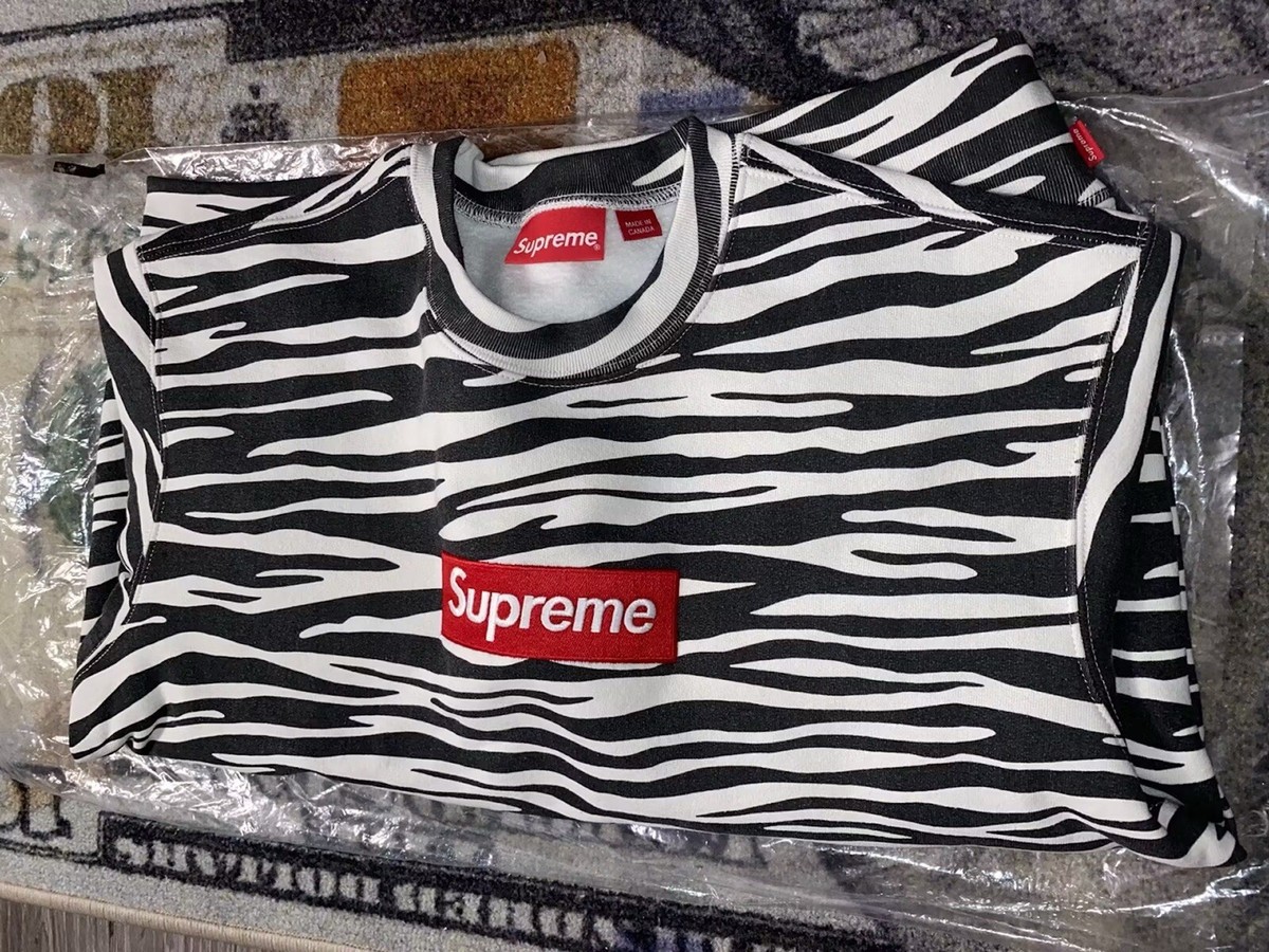 New - Supreme Box Logo Crewneck Sweater FW22 Zebra Size - Large | eBay