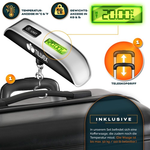 tillvex® Reisekoffer Set Koffer Hartschale Trolley Kofferset Tasche S-M-L-XL - Bild 6 von 120