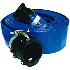 Apache 98138044 2" x 25' Blue PVC Lay-Flat Discharge Hose with Poly Cam Lock