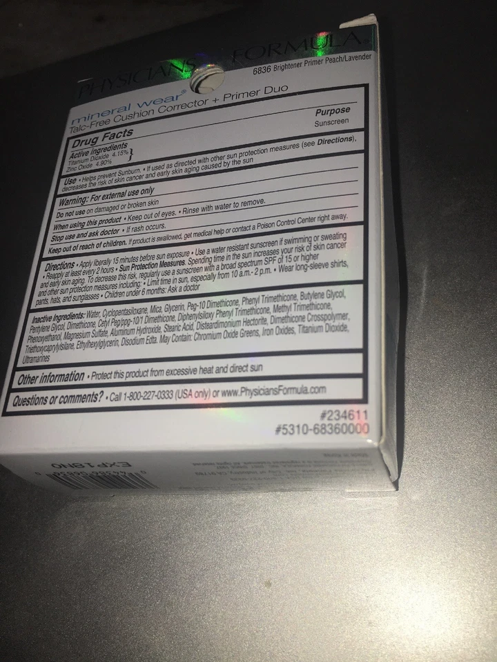 Physicians Formula Mineral Wear Cushion Corrector + Primer #6836 Peach/Lavender - Image 2 of 3