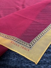 Vintage Ellen Tracy 100 Silk Scarf 21  Gold Chain Semi-sheer Red Stripes